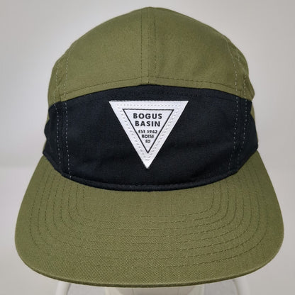 Bogus Basin Boise Idaho 5 Panel Green One Size Hat Leather Strapback Ski Resort
