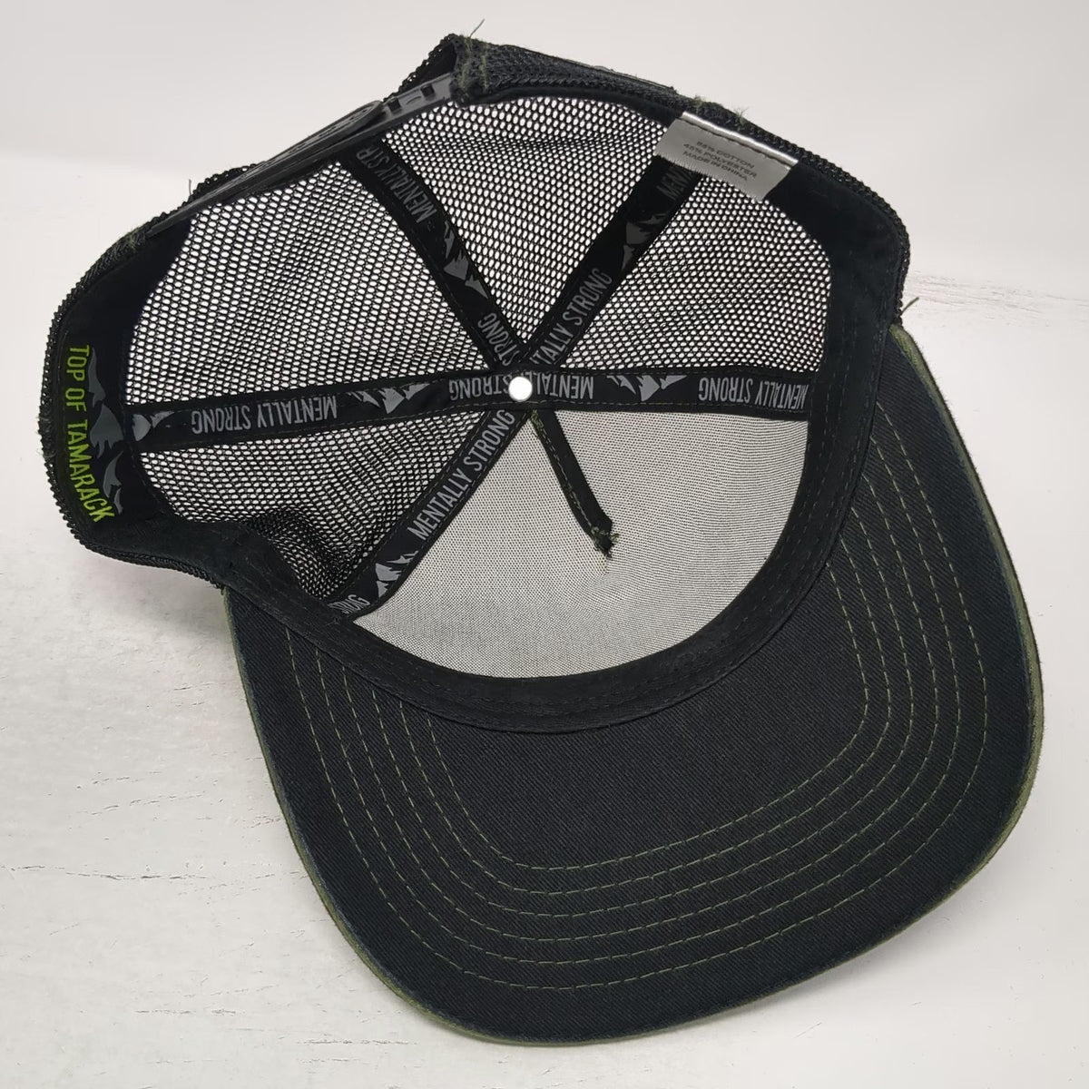 Top of Tamarack Trucker Hat Black One Size Mesh Back Landscape Mountains hat