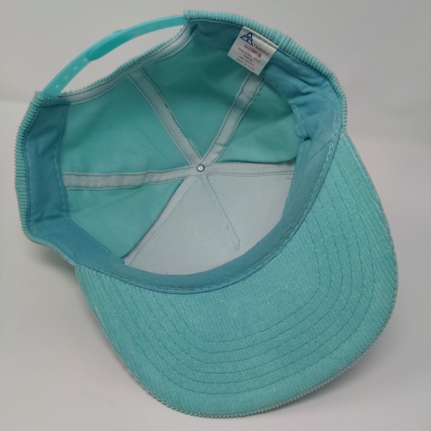 Lagoon Snapback Hat Greenish-Blue OSFA Adjustable Corduroy Triangle