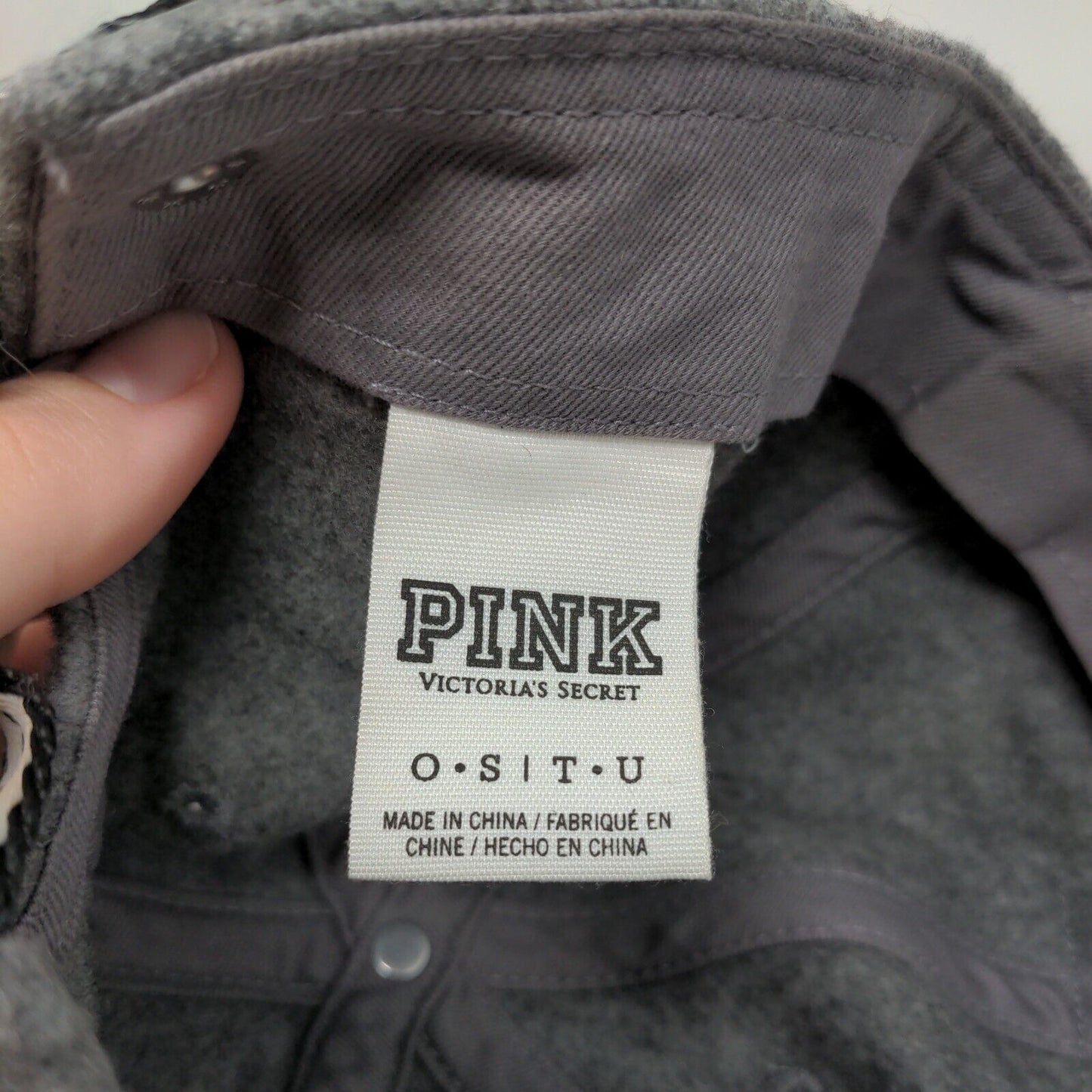 PINK Slideback Hat Gray One Size Adjustable Victoria's Secret 6 Panel