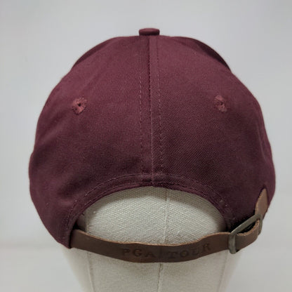 PGA Tour Slideback Hat Red One Size Embroidered Solid Leather Strap