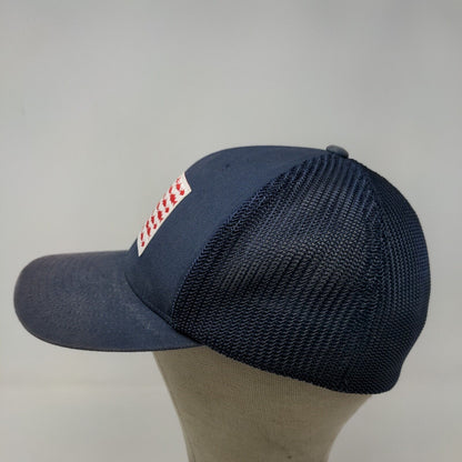Columbia PFG Men's Fitted Hat Blue Size S/M Embroidered Fish Flag Patriotic