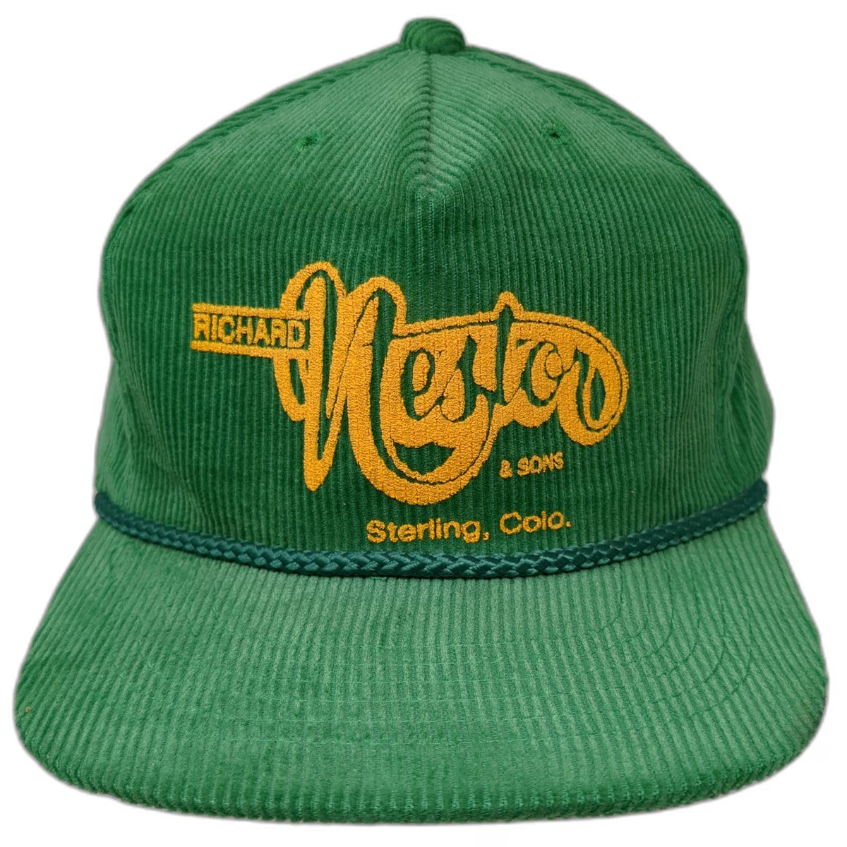 MMB Headwear 5 Panel Green OSFM Corduroy Rope Slideback Richard Nestor Sons hat