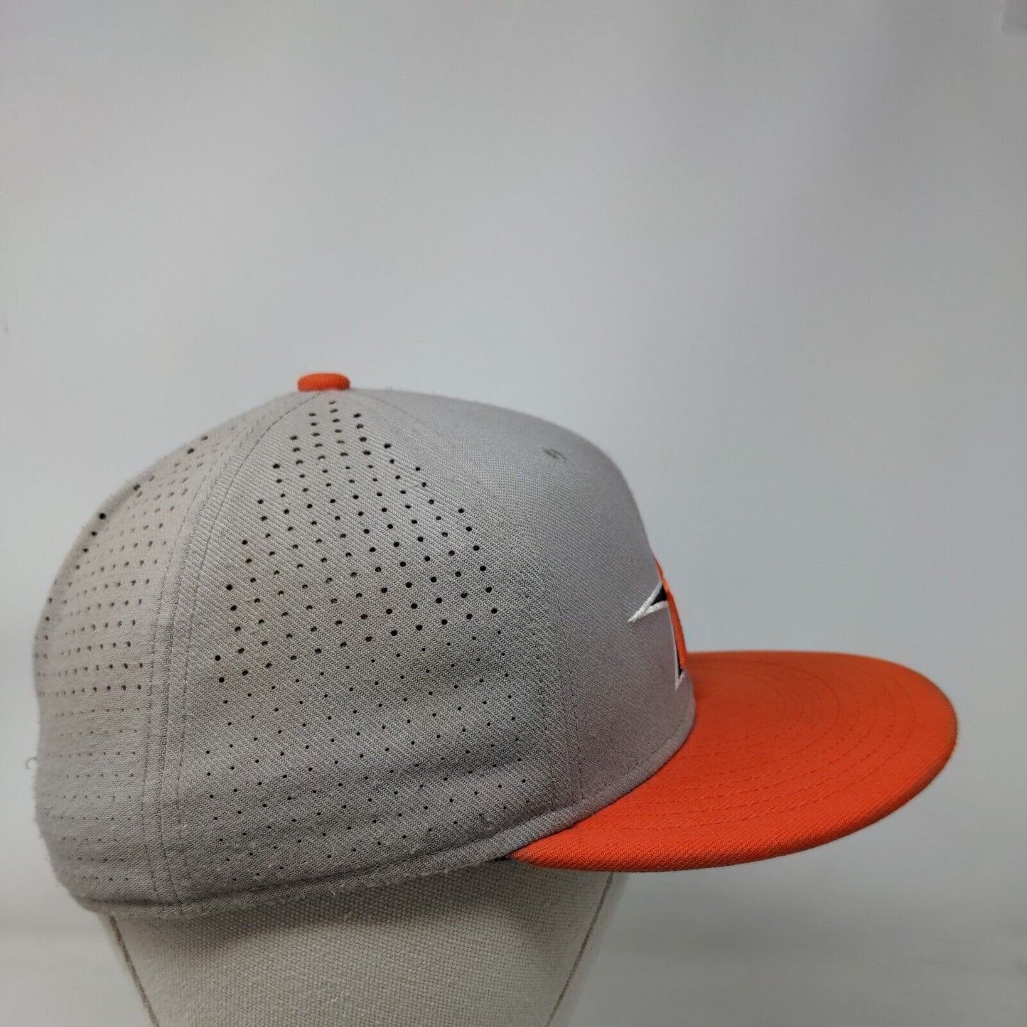 Nike True Dri Fit Fitted Mesh Back Hat Orange Gray Size S-M Embroidered A Logo