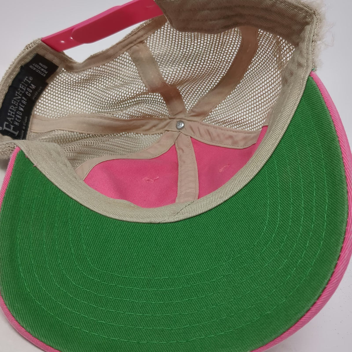 Fahrenheit Stanley Idaho Mountain Patch Pink Trucker Hat One Size Mesh Snapback