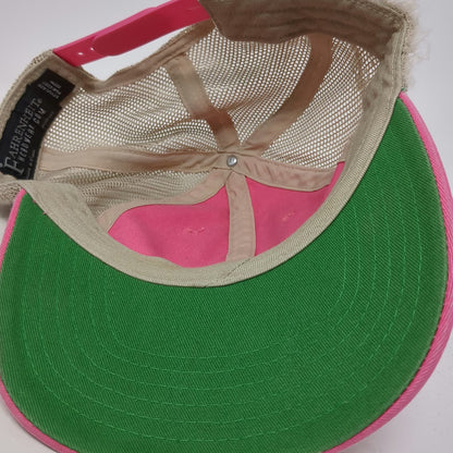 Fahrenheit Stanley Idaho Mountain Patch Pink Trucker Hat One Size Mesh Snapback