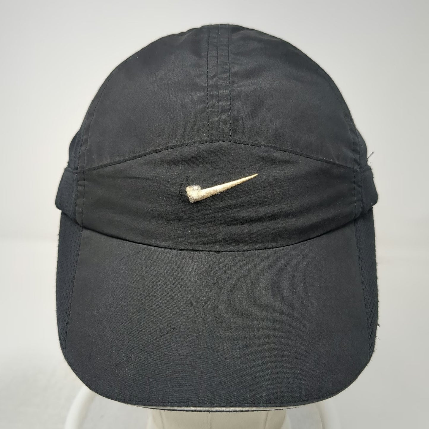 Nike Baseball Cap Black One Size Mesh Fit Dry Performance Swoosh Strapback Hat