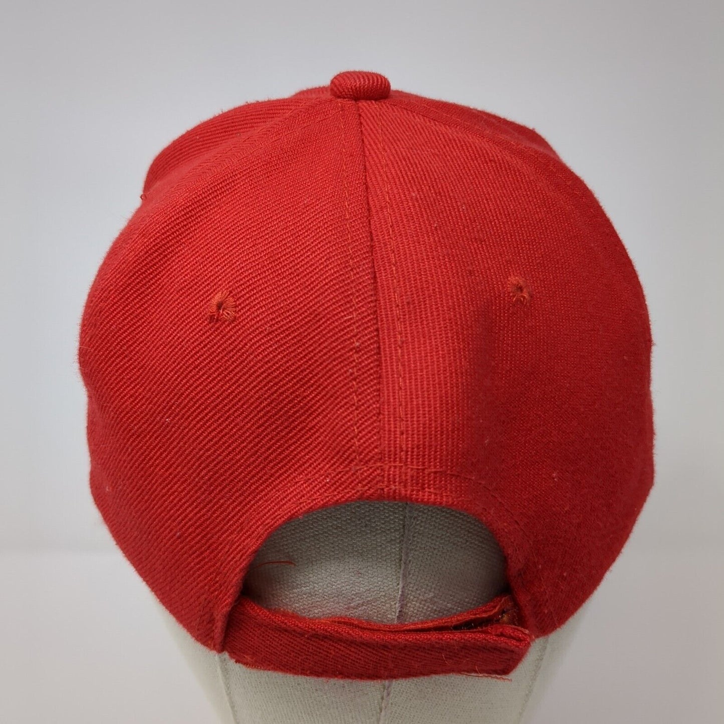 Unbranded Strapback Hat Red One Size Adjustable Embroidered Logo Solid