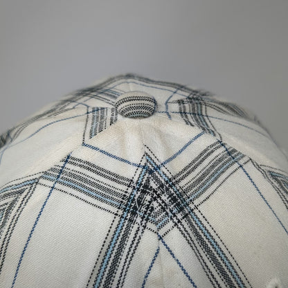 Hurley Plaid Baseball Cap One Size White Blue Black Flexfit Logo Embroidered Hat