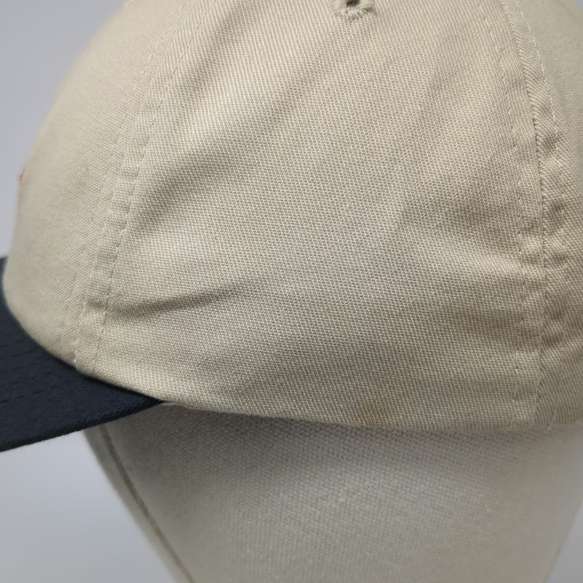 K-Products Snapback Hat Beige Black One Size DEKALB Seed Winged Corn Logo Cap