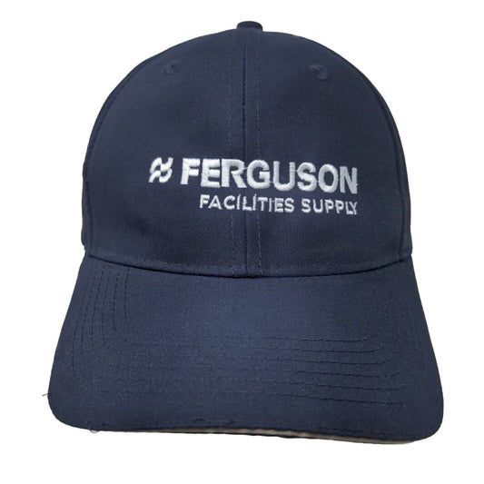 Adams Men's Strapback Hat Blue Embroidered Ferguson Facilities Supply Logo