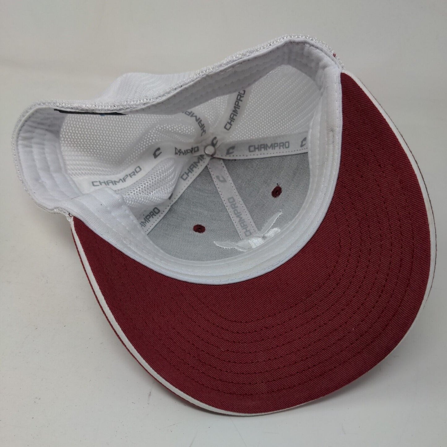 Champro Men's Fitted Mesh Back Hat White Red Size S-M Embroidered Big K Logo