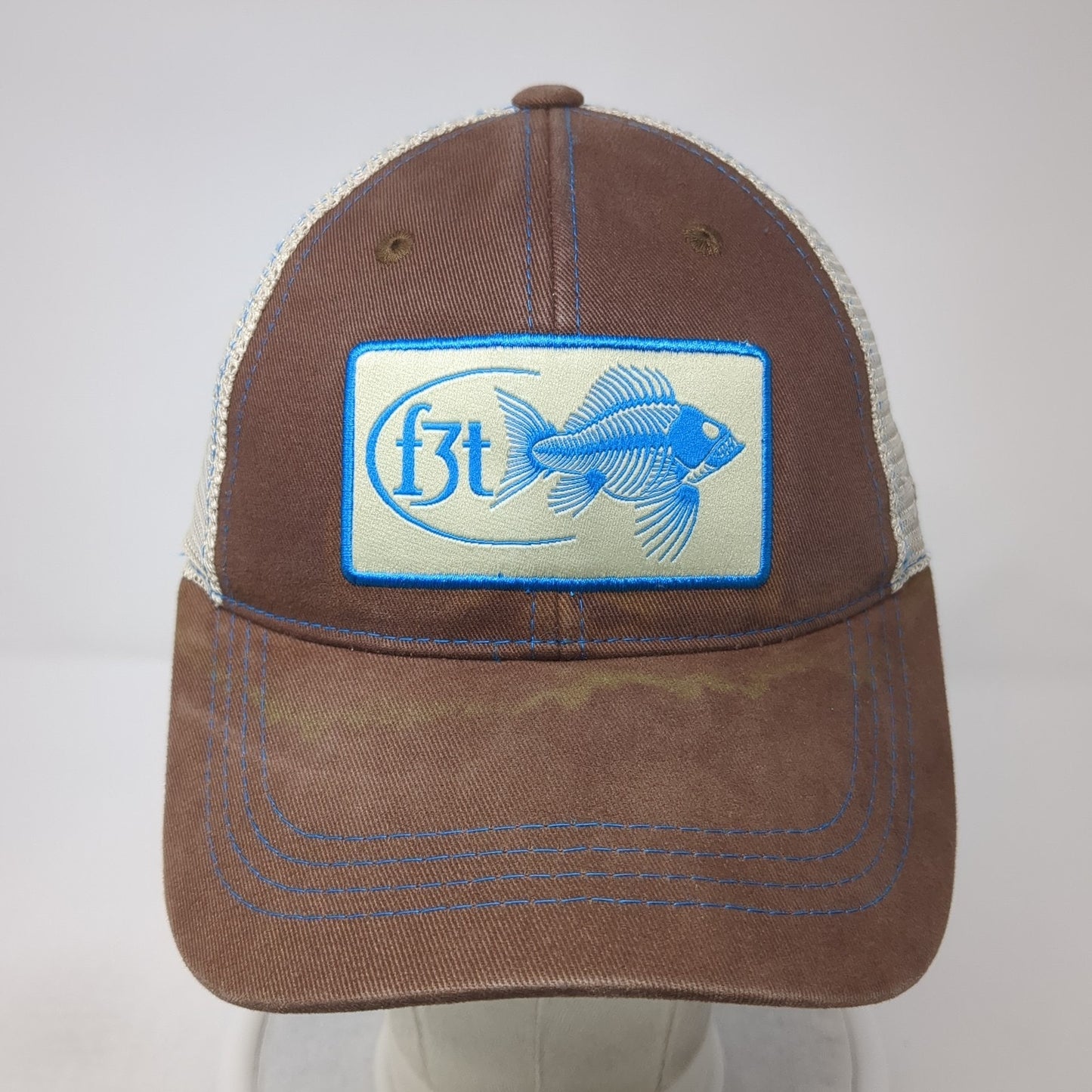 F3t Fly Fishing Trucker Hat Brown One Size Adjustable Mesh Back Costa Del Mar