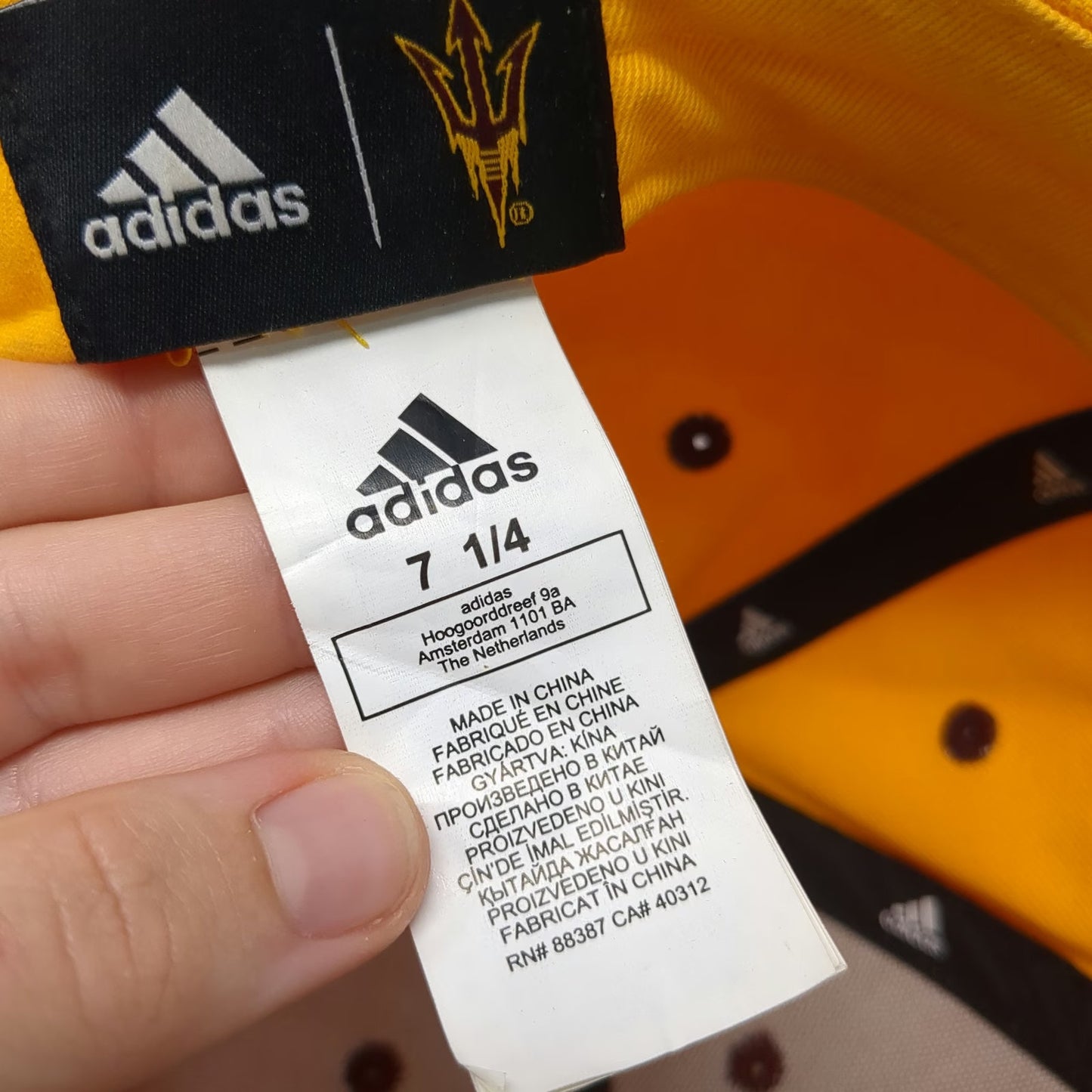 Adidas Arizona State Sun Devils NCAA Cap Yellow 7 1/4 Fitted Flat Brim Polyester