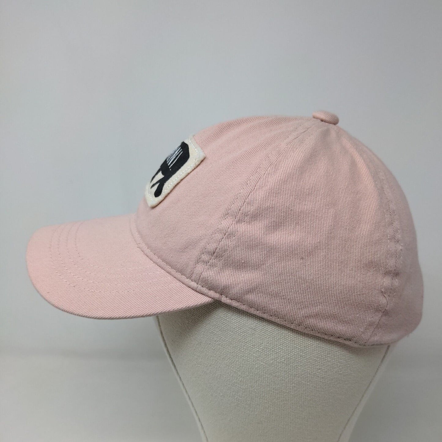 Rae Dunn Women's Stretchy Hat Pink Size OSFM 100% Cotton Patch Bear Logo