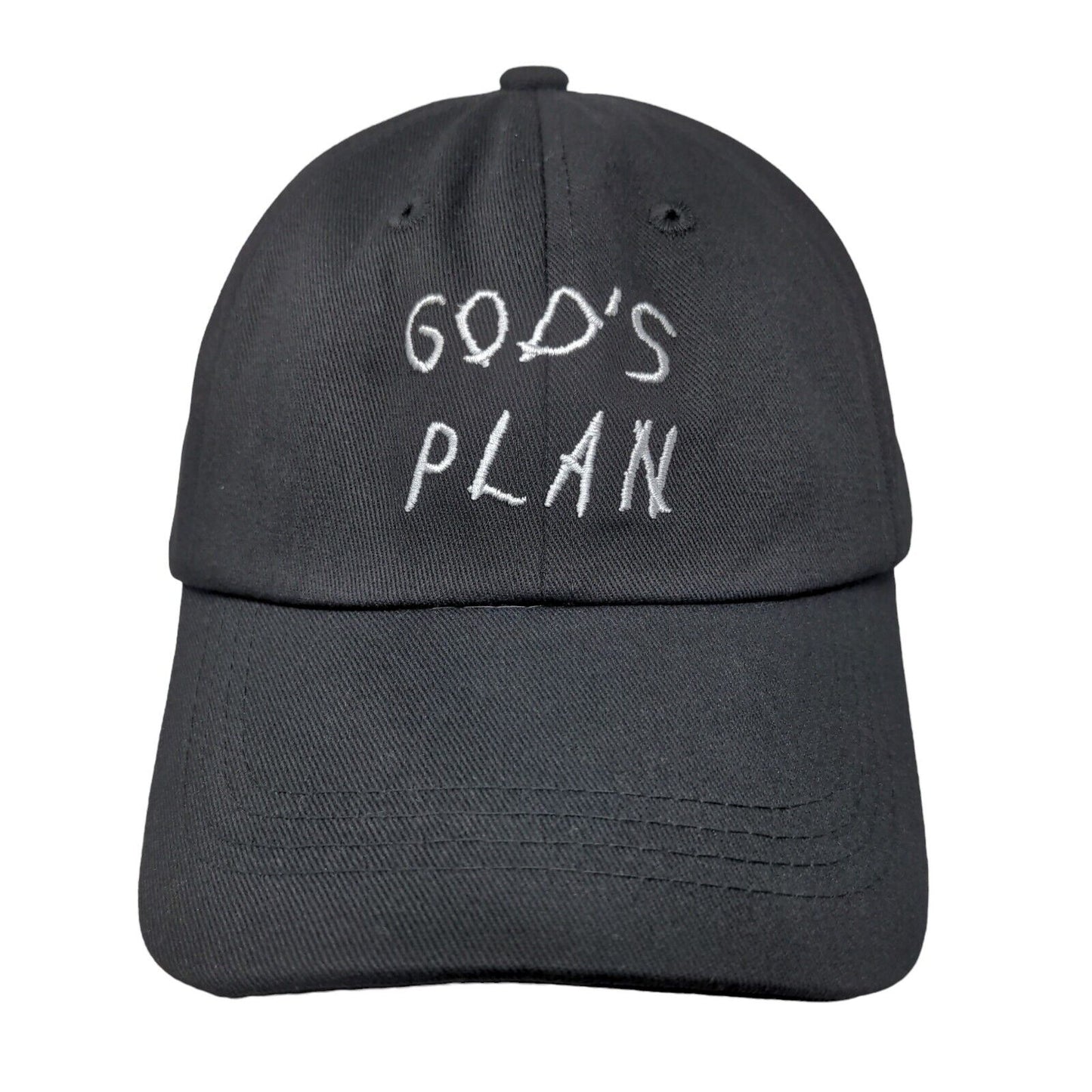 God's Plan Slideback Hat Black One Size Adjustable Embroidered Vented Holes