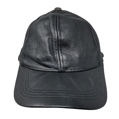 Cap By Bee Strapback Hat Black OSFA Adjustable Genuine Leather Blank