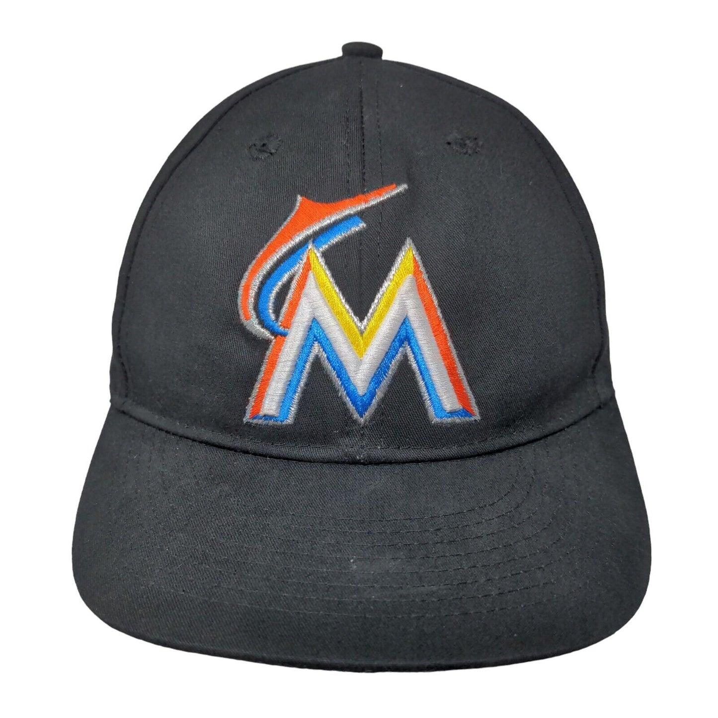Team MLB Boys Strapback Hat Black Florida Marlins Embroidered Logo