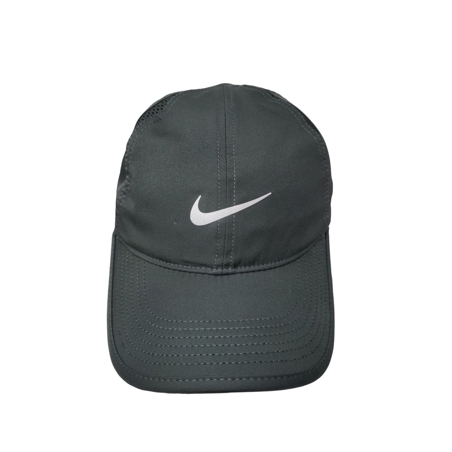 Nike Dri Fit Featherlight Strapback Hat Gray White Swoosh OSFM