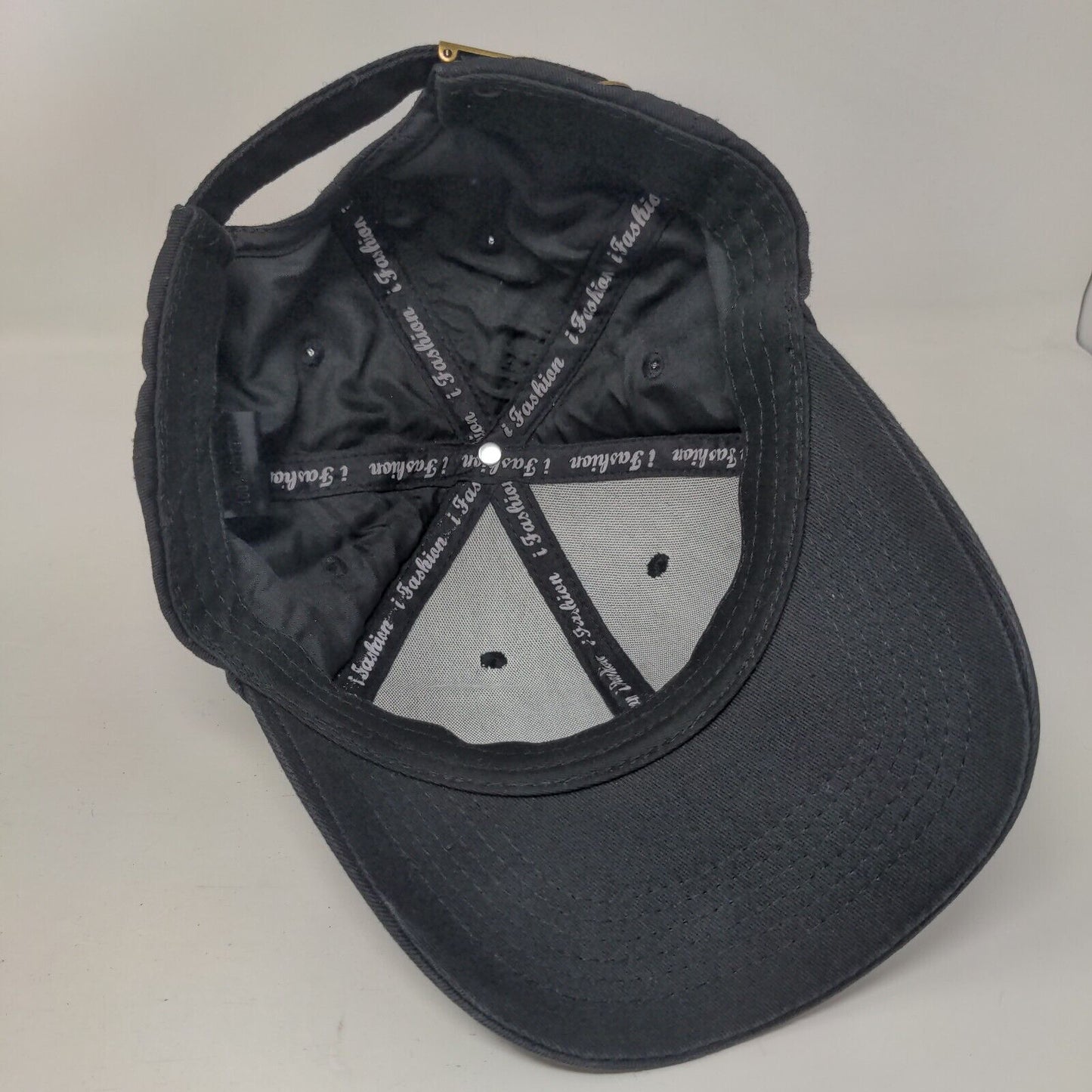 Yellow Pine Slideback Hat Black One Size Adjustable Vented Holes 6 Panel Cotton