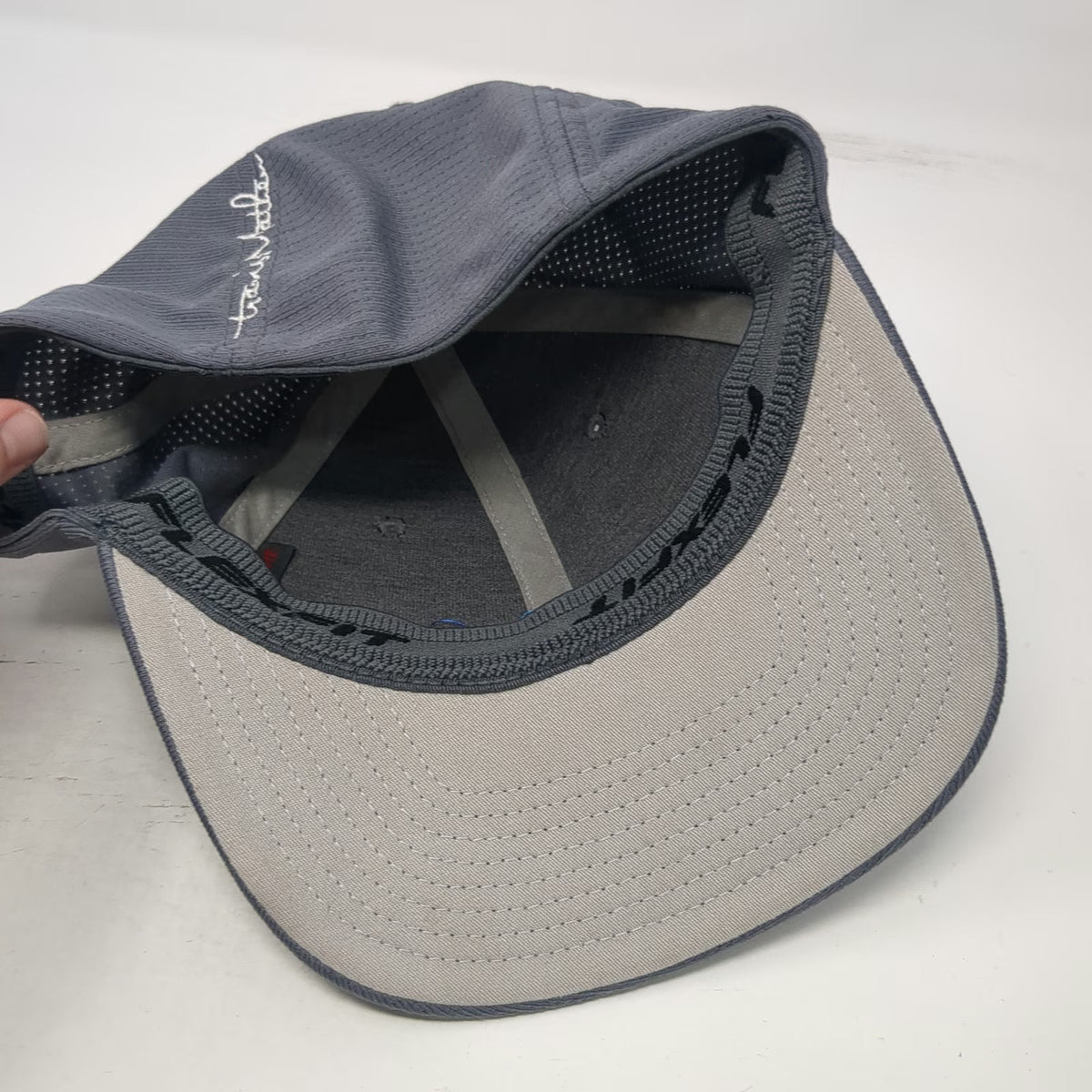 TravisMathew Baseball Cap Gray M Sign Center Logo Flexfit Textured Polyester hat
