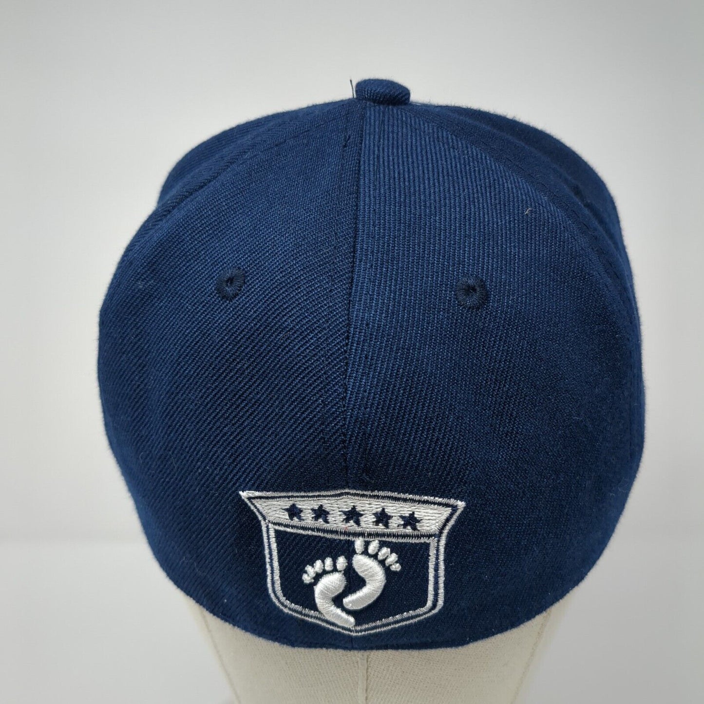 Skips Fitted Hat Blue Large Embroidered Glitter Rhinestone 6 Panel Acrylic