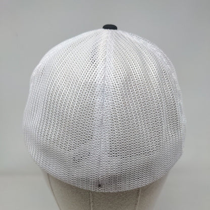 Columbia Fitted Trucker Hat Black L/XL Embroidered Colorblock Mesh Back