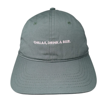 Chillax Drink A Beer Slideback Hat Green OS Adjustable Davie Embroidered Cotton