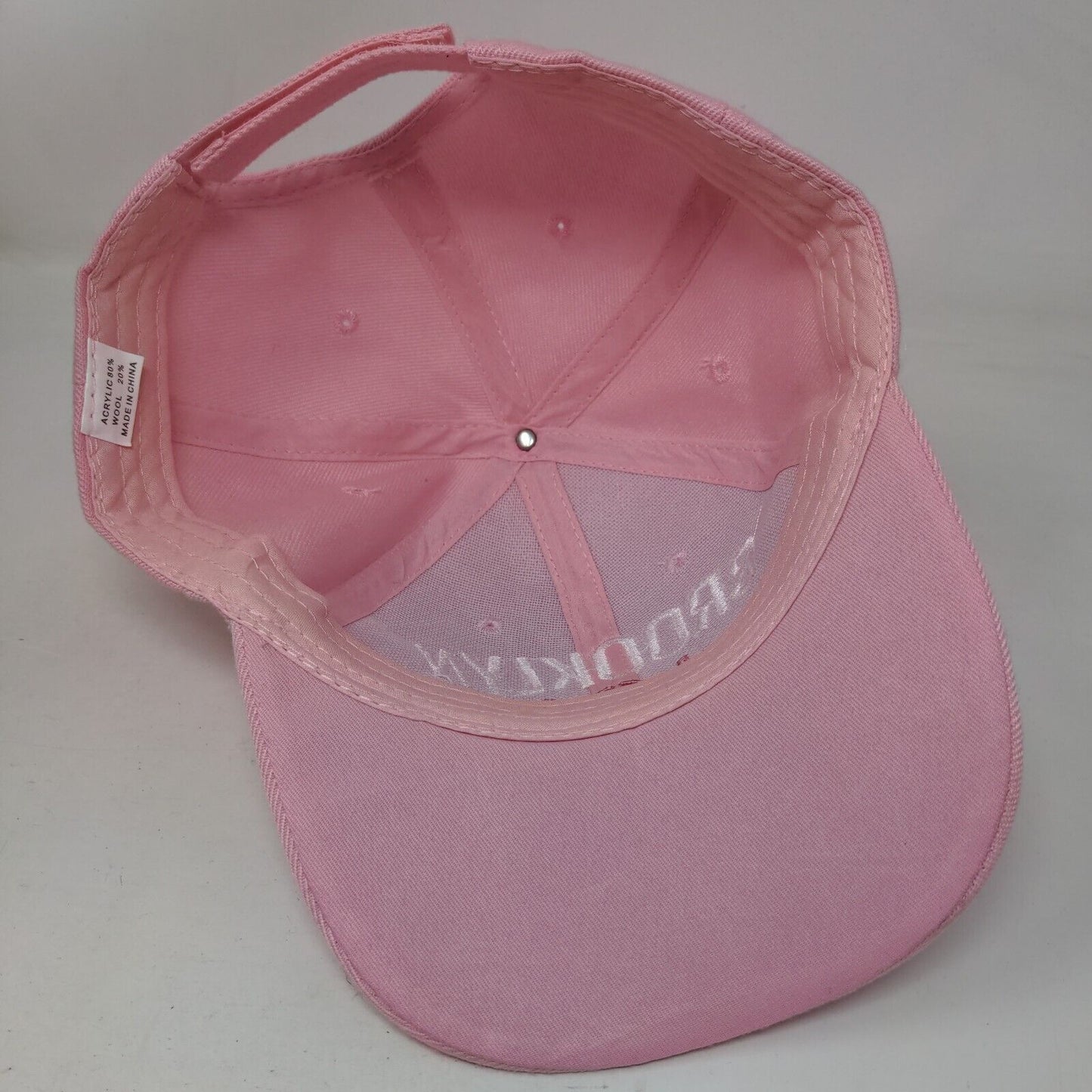 Brooklyn Strapback Hat Pink One Size Adjustable Embroidered Vented Holes Acrylic