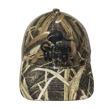 Green Wing Ducks Unlimited Snapback Trucker Hat Camo Youth Mesh Back
