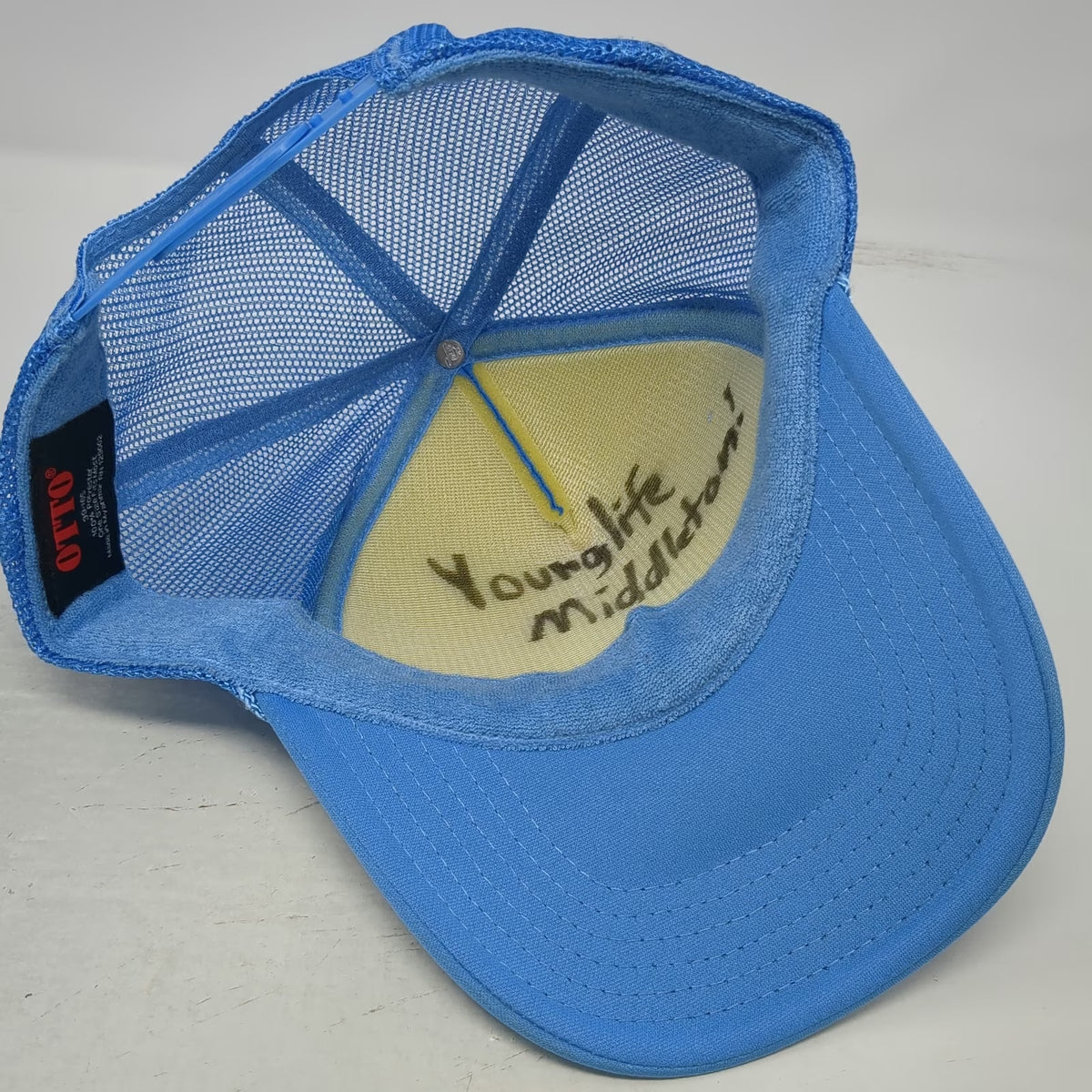 Otto Young Life Trucker Hat Blue One Size Mesh Snapback Patch Rope Detail