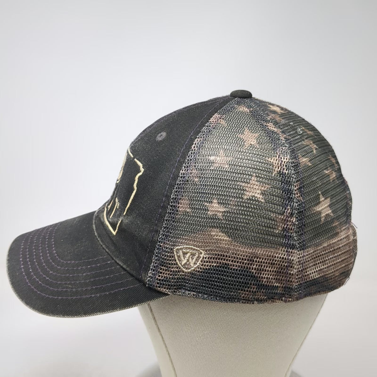 Top of the World Trucker Hat Black One Size Mesh Back Snapback Camo Wheat Kansas