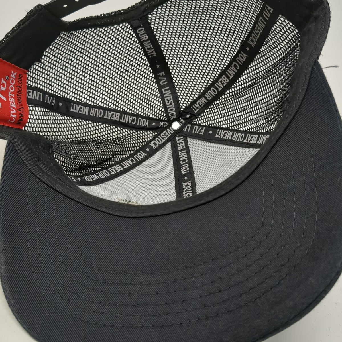 F/U Livestock Trucker Hat Black One Size DTF Down To Farm Patch Mesh Back