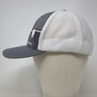 Columbia Baseball Cap Gray XL Hat Mesh Back Treeline Forest Graphic Stretch Fit