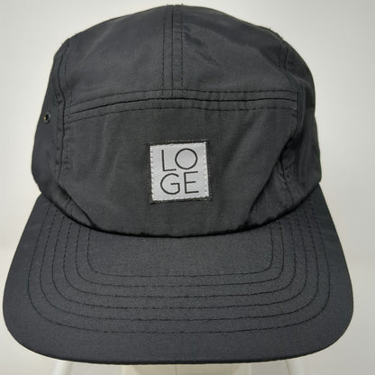Loge 5 Panel Black Hat One Size Strapback Flat Brim Live Outside Go Explore
