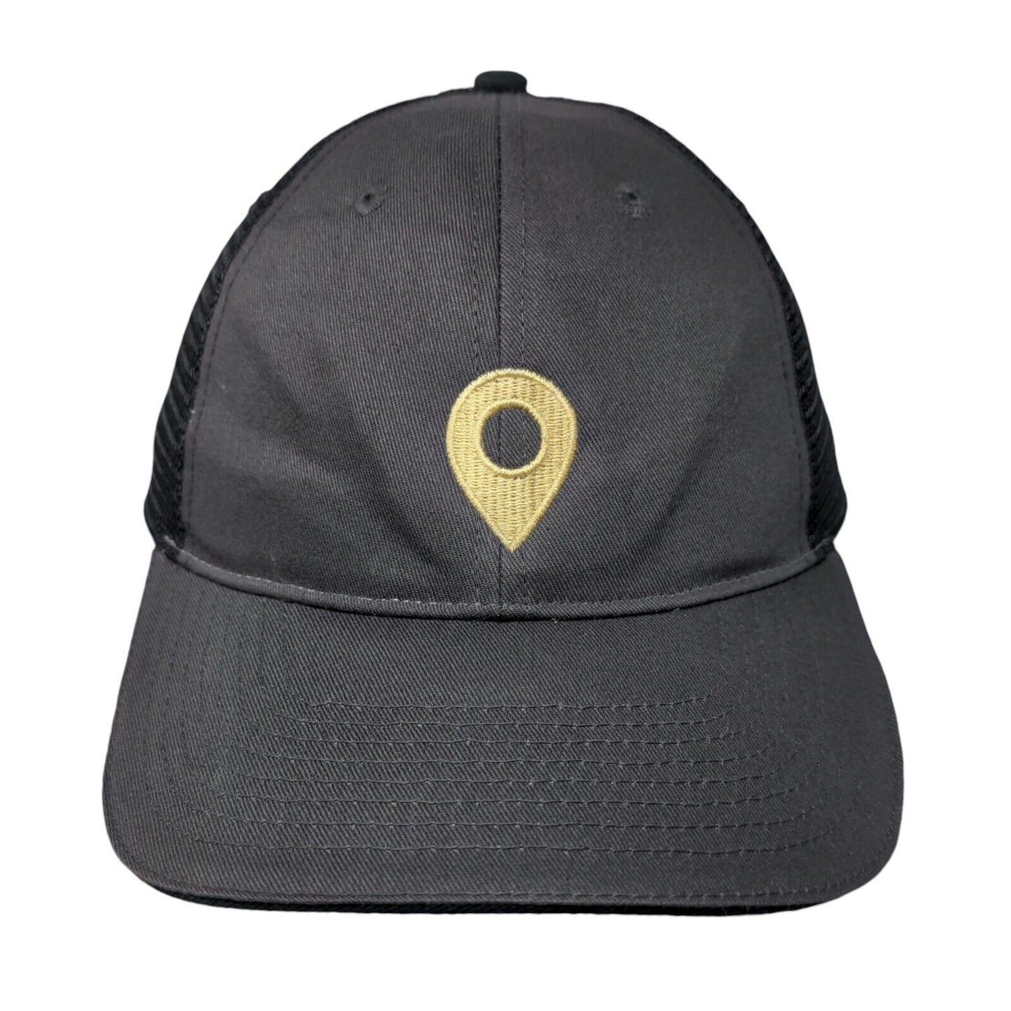 Location Pin Strapback Mesh Back Trucker Hat Gray One Size Colorblock