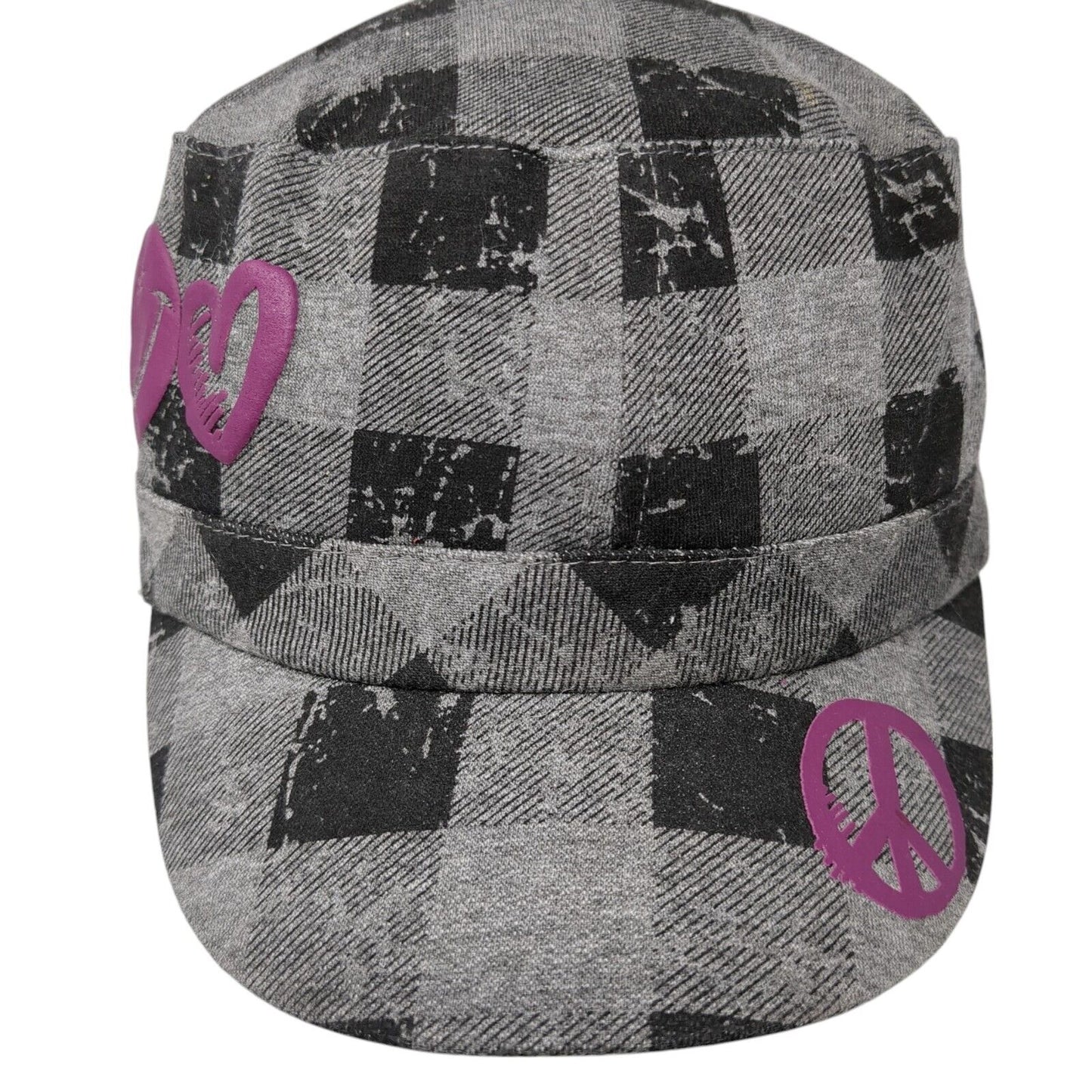 Joe Boxer Slideback Cadet Army Hat Multi One Size Buffalo Plaid Peace