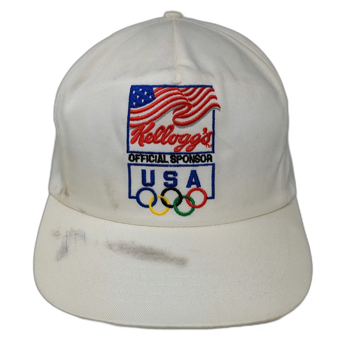 Kellogg's 5 Panel White Hat OSFM Snapback 1992 USA Olympic Team Sponsor Rings