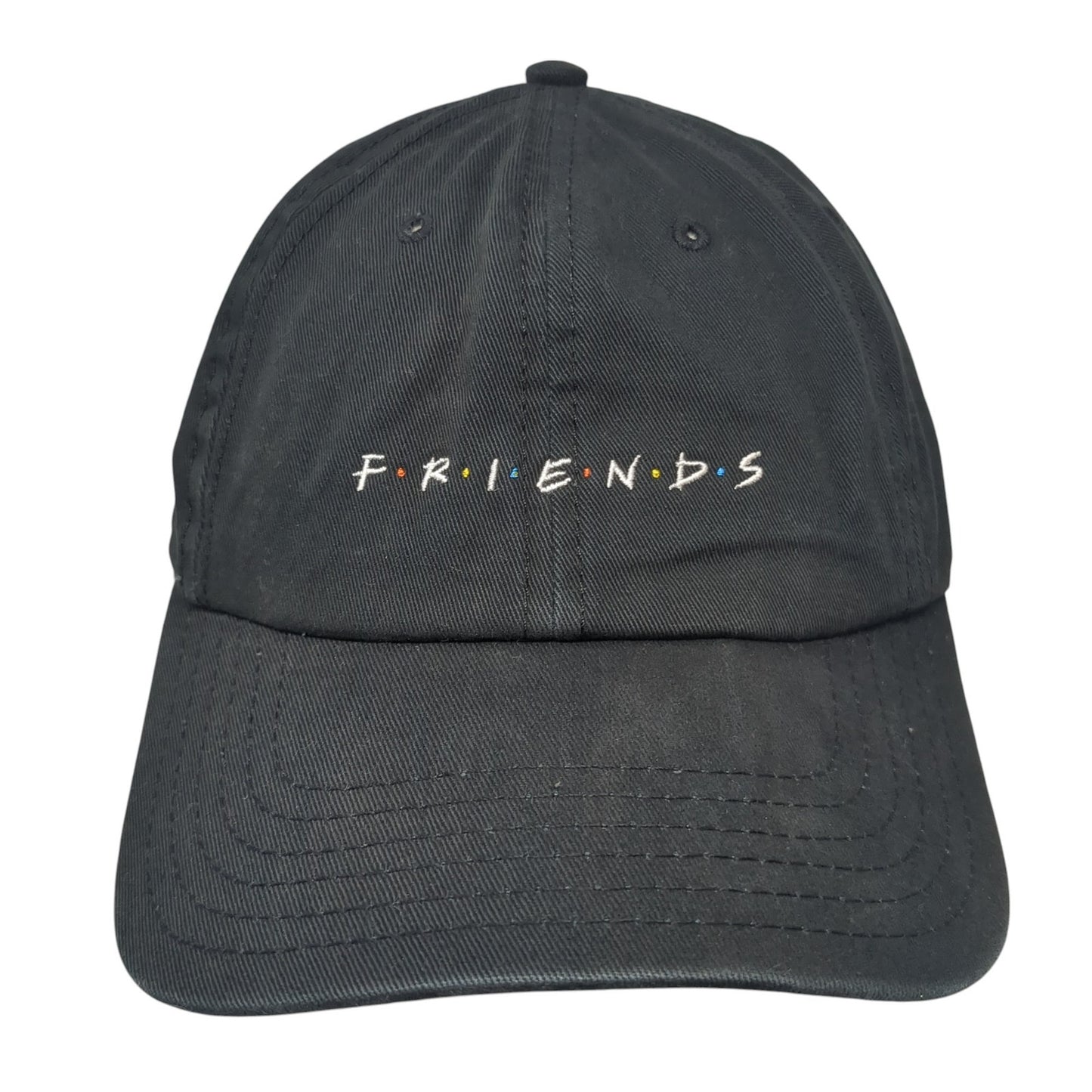 FRIENDS Slideback Baseball Cap Black One Size Adjustable Embroidered 6 Panel