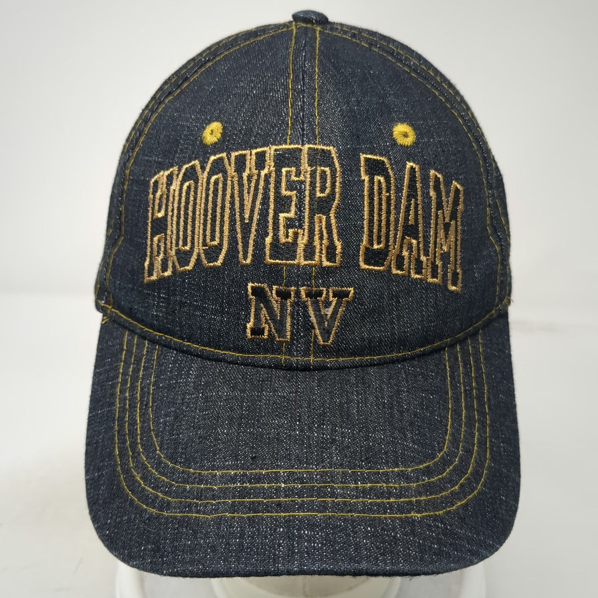 Blue Denim Hoover Dam NV Nevada Baseball Cap One Size Gold Strapback Hat