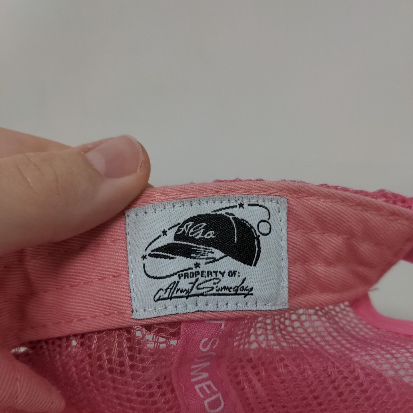 Almost Someday Snapback Trucker Hat Pink One Size Adjustable Mesh Back