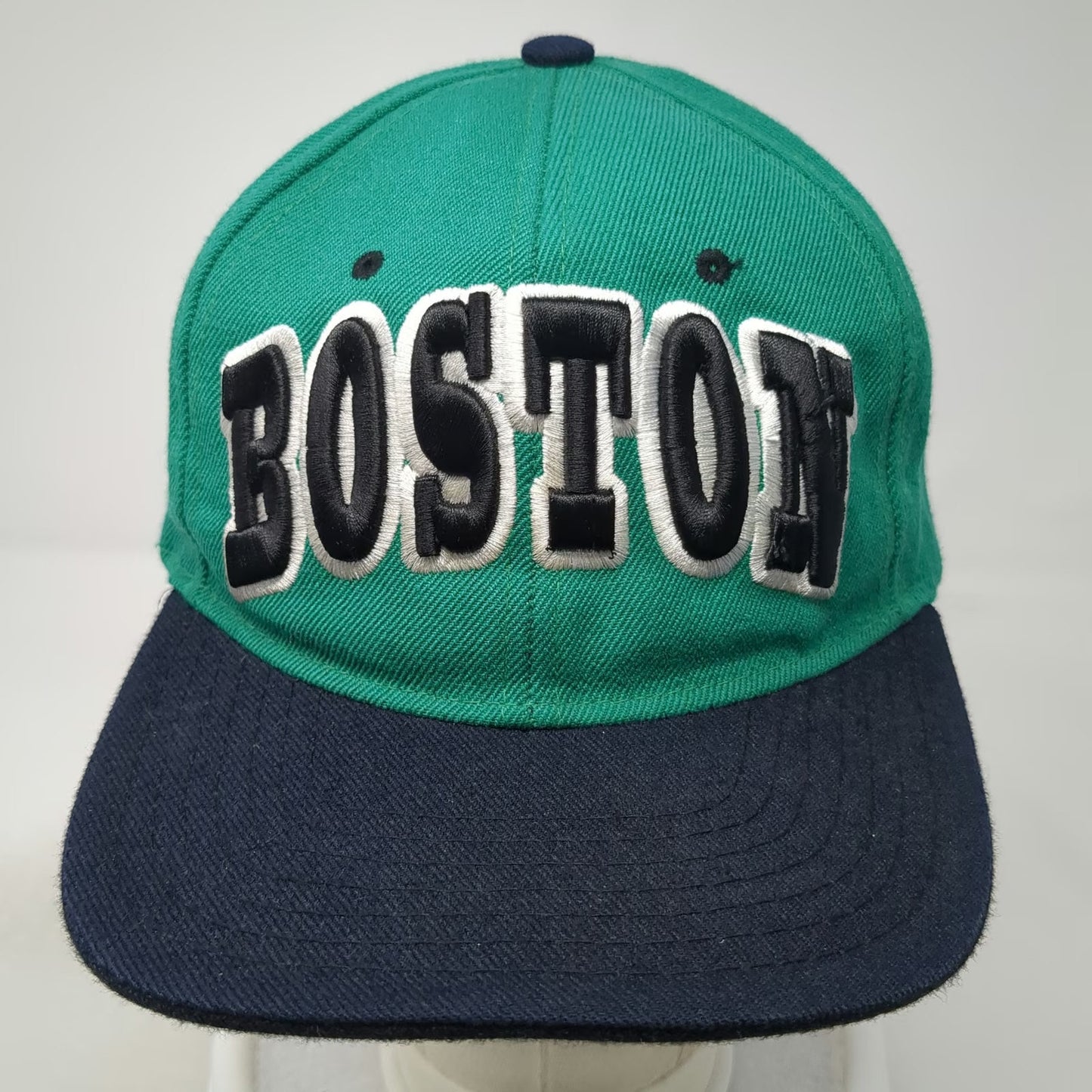 Premium Headwear Snapback Green Black White One Size Hat Boston B Logo Flat Bill