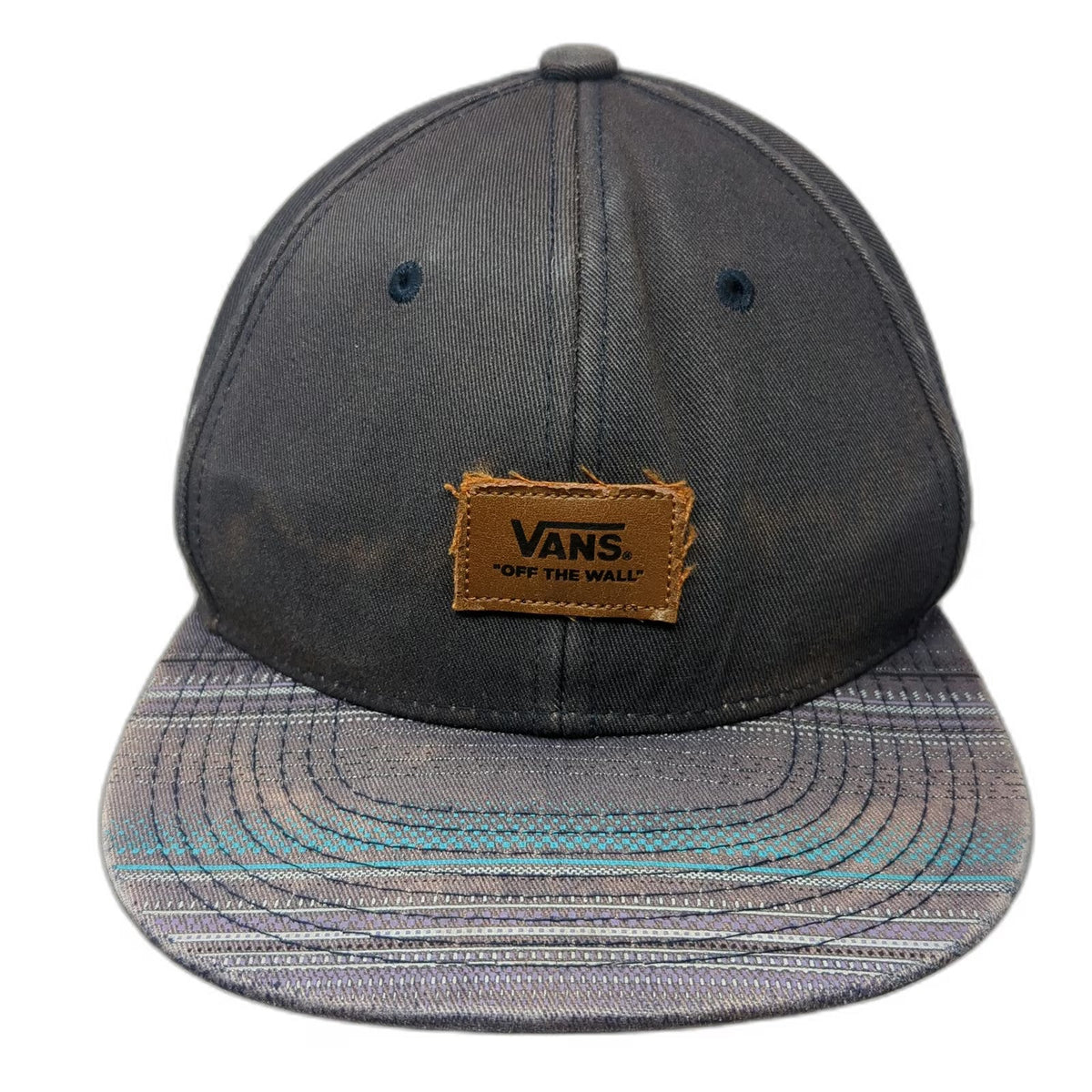 Vans Snapback Black Blue Purple One Size Patterned Brim Faux Leather Patch Hat