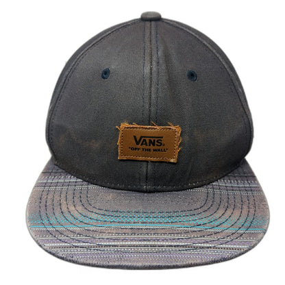 Vans Snapback Black Blue Purple One Size Patterned Brim Faux Leather Patch Hat