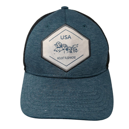 USA Mount Rushmore Snapback Mesh Back Trucker Hat Blue One Size Triangle