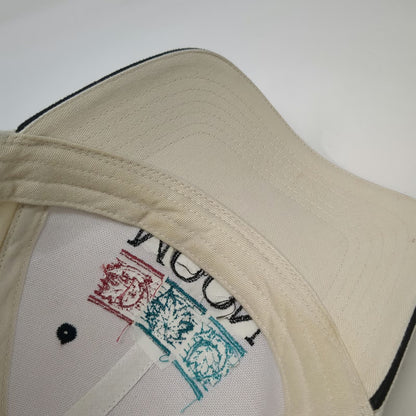 Ivory Baseball Cap Beige One Size Moon Leaf Embroidery Cotton Strapback Hat