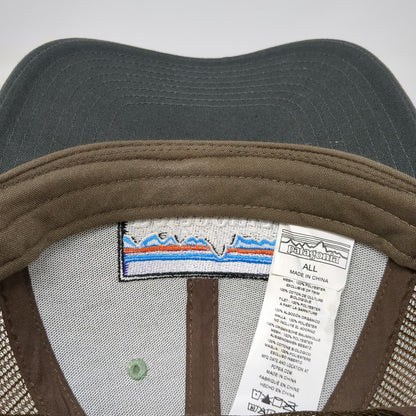 Patagonia Trucker Hat Green Gray One Size Mesh Snapback Fitz Roy Patch Cotton
