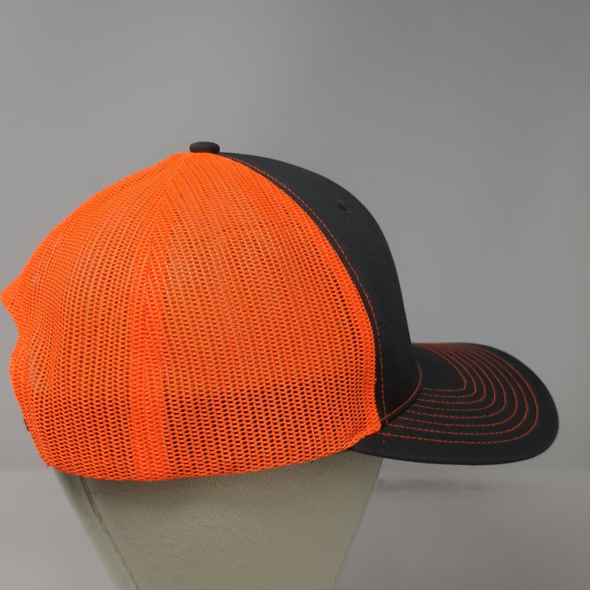 Richardson Trucker Hat Gray Orange OSFM Mesh Back Lennon Crane 1975 Construction
