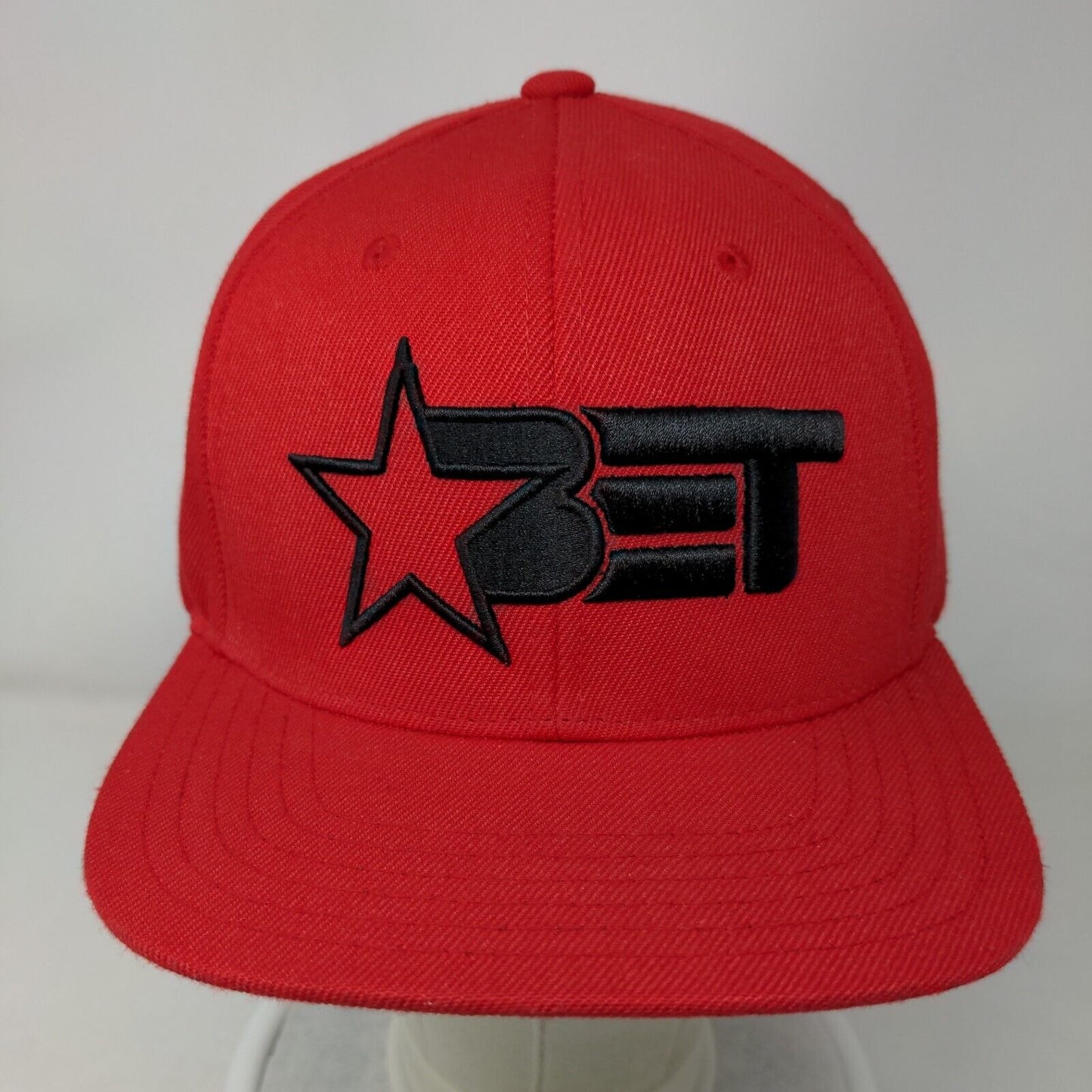 BET Snapback Hat Red One Size Embroidered Adjustable Solid 6 Panel