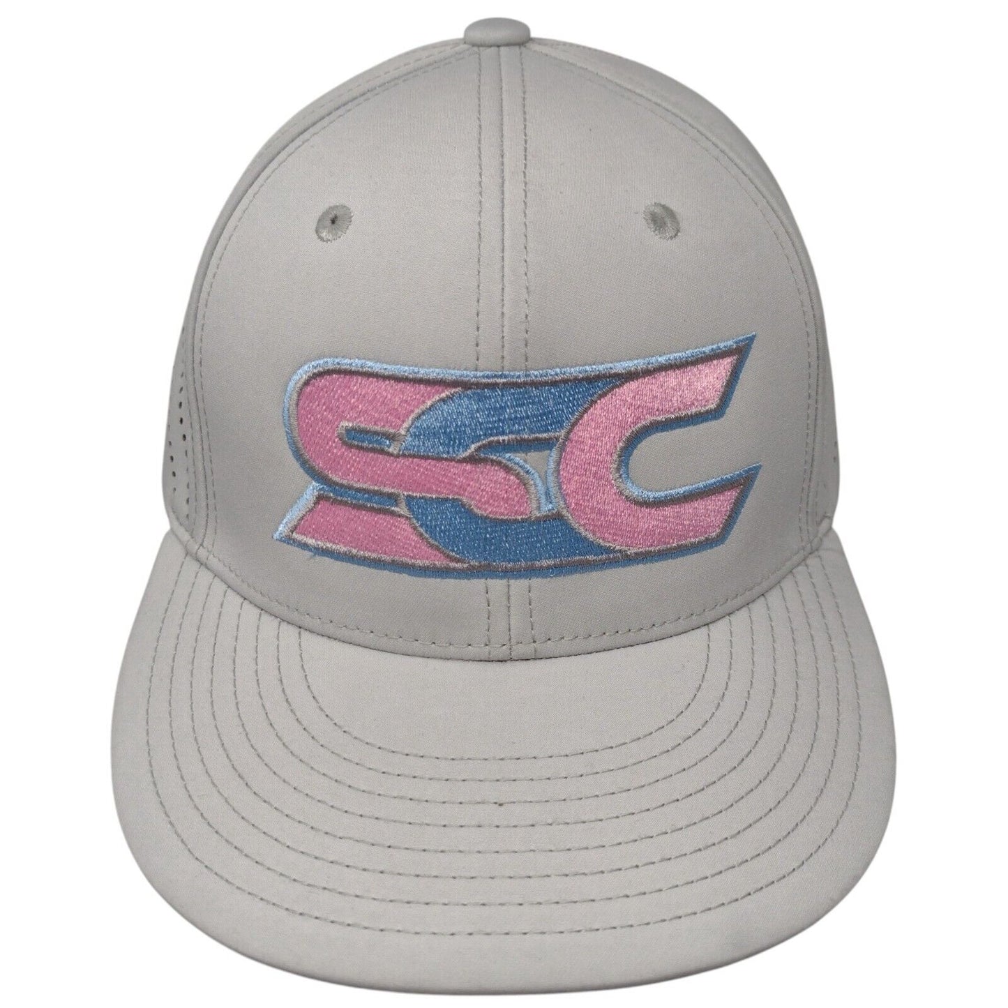 SCC The Crew Fitted Hat Gray L/XL Embroidered 47One 6 Panel Pacific Headwear